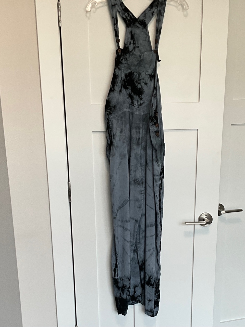 Washed Slate Gray Tie-Dye Maxi Jumpsuit